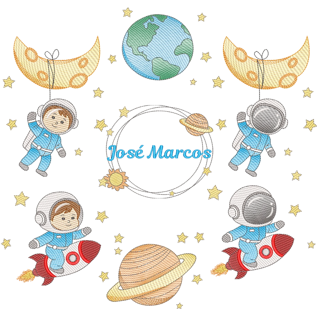 Foto principal da Coleção Pacote de Matrizes Astronauta e Aventura Espacial - 7 Matrizes - Pontos Leves Combo